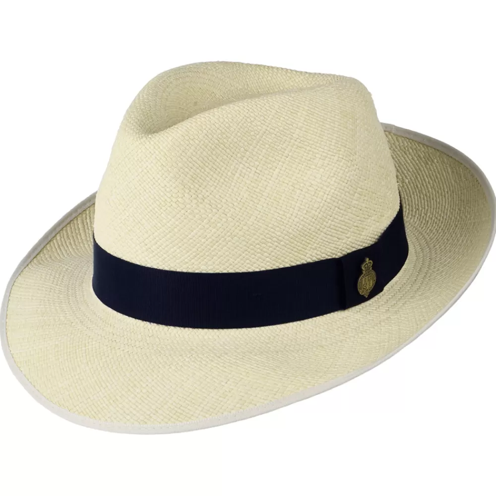 Chapeaux Trilby | Chapeaux Fedora^Christys Chapeau Fedora Panama avec Bandeau bleu marine Classic Preset semi-décoloré