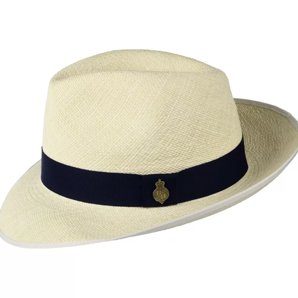 Chapeaux Trilby | Chapeaux Fedora^Christys Chapeau Fedora Panama avec Bandeau bleu marine Classic Preset semi-décoloré