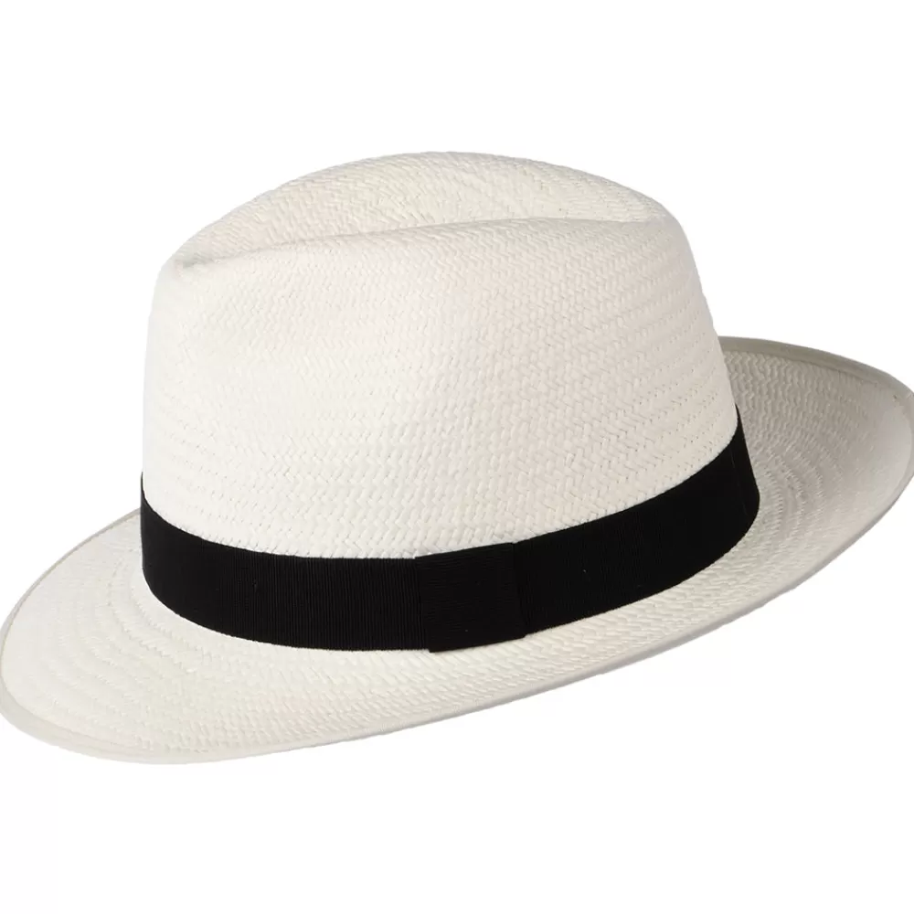 Chapeaux Trilby | Chapeaux Fedora^Christys Chapeau Fedora Panama avec Bandeau noir Bexley décoloré