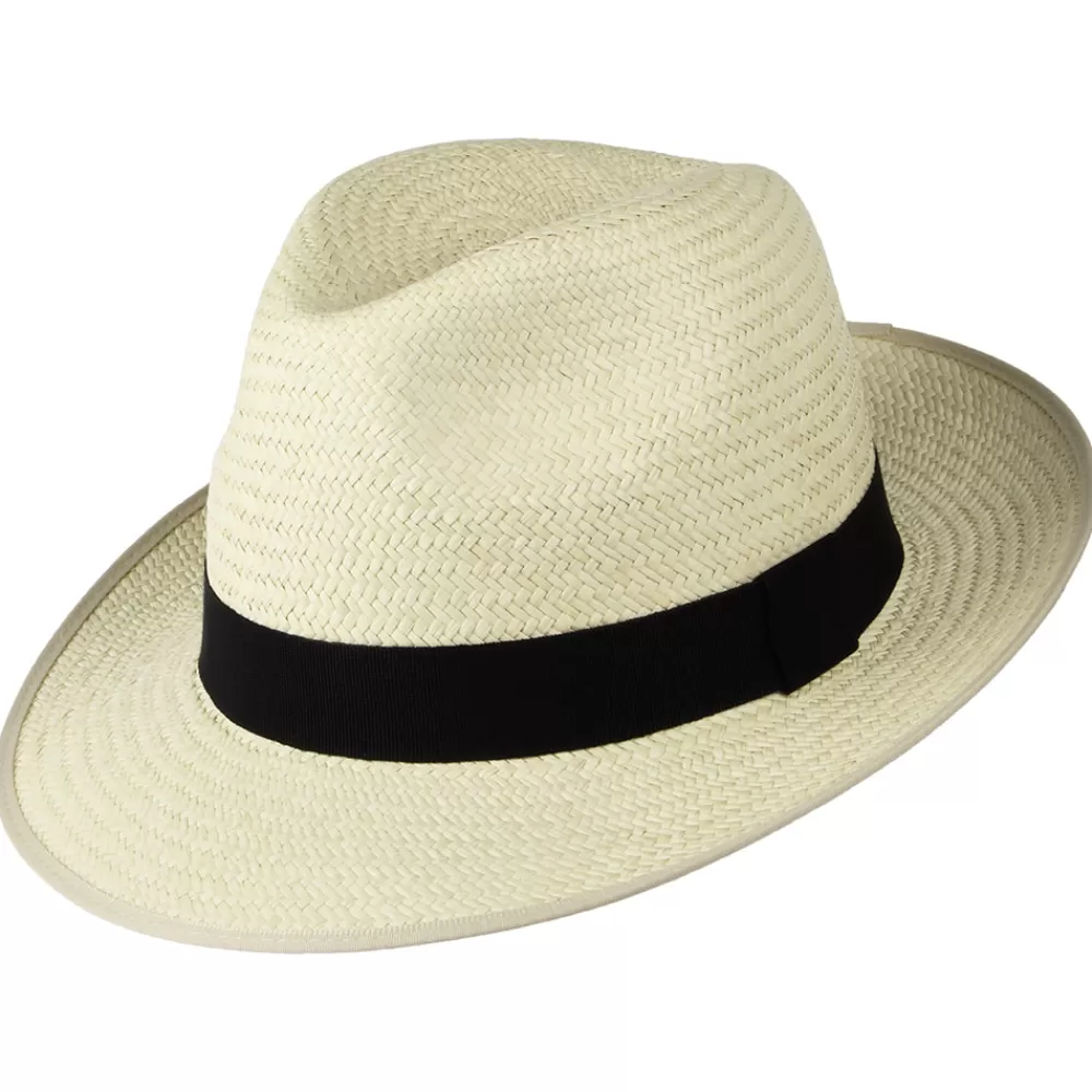 Chapeaux Trilby | Chapeaux Fedora^Christys Chapeau Fedora Panama avec Bandeau noir Bexley semi-décoloré