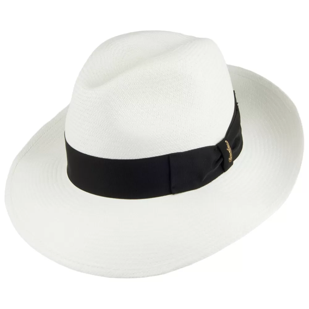 Chapeaux Trilby | Chapeaux Fedora^Borsalino Chapeau Fedora Panama avec Bandeau noir Fine décoloré
