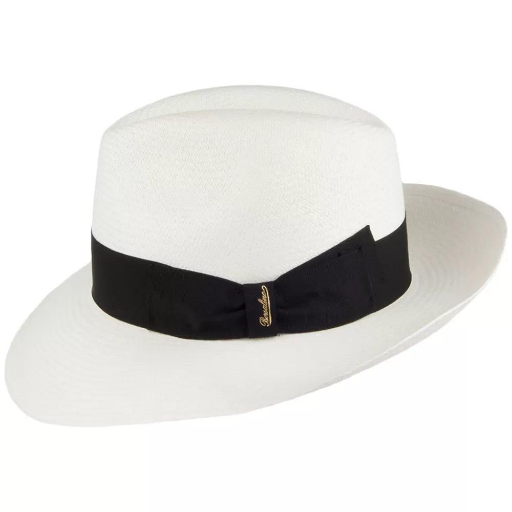 Chapeaux Trilby | Chapeaux Fedora^Borsalino Chapeau Fedora Panama avec Bandeau noir Fine décoloré