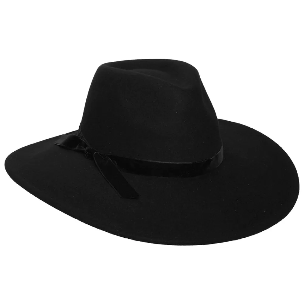 Chapeaux Trilby | Chapeaux Fedora^Scala Chapeau Fedora Rancher en Laine Feutrée avec Bandeau en Velours Calista noir