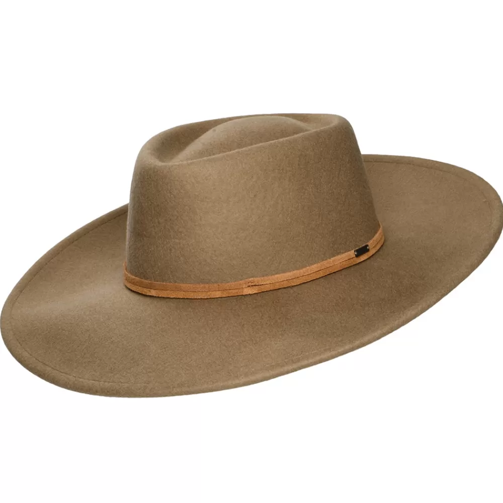 Chapeaux Trilby | Chapeaux Fedora^Brixton Chapeau Fedora Rancher en Laine Feutrée Convertabrim Brenton marron clair