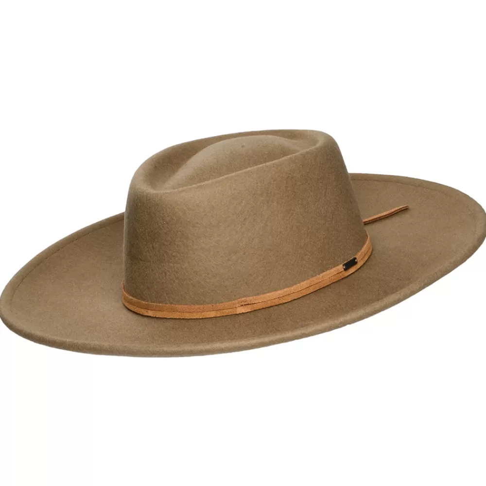 Chapeaux Trilby | Chapeaux Fedora^Brixton Chapeau Fedora Rancher en Laine Feutrée Convertabrim Brenton marron clair