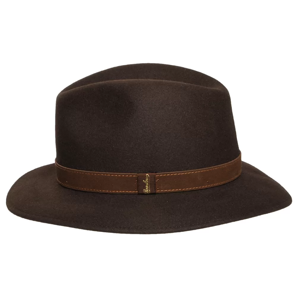 Chapeaux Trilby | Chapeaux Fedora^Borsalino Chapeau Fedora Safari Déformable en Fourrure Feutrée marron