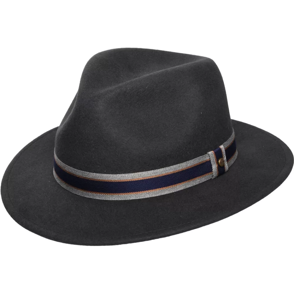 Chapeaux Trilby | Chapeaux Fedora^Stetson Chapeau Fedora Safari en Laine Feutrée Déformable Hydrofuge Valcourt Traveller gris foncé
