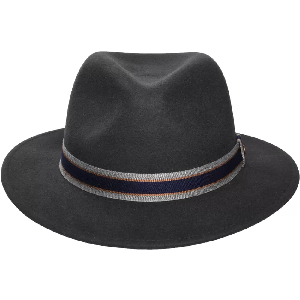 Chapeaux Trilby | Chapeaux Fedora^Stetson Chapeau Fedora Safari en Laine Feutrée Déformable Hydrofuge Valcourt Traveller gris foncé