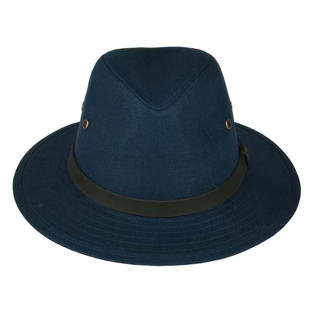 Chapeaux Trilby | Chapeaux Fedora^Failsworth Chapeau Fedora Safari en Lin Irlandais bleu marine