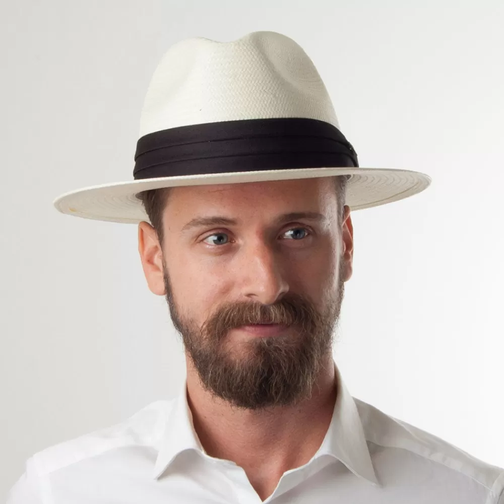 Chapeaux Trilby | Chapeaux Fedora^Jaxon & James Chapeau Fedora Safari en Paille Toyo ivoire avec Bandeau noir JAXON & JAMES