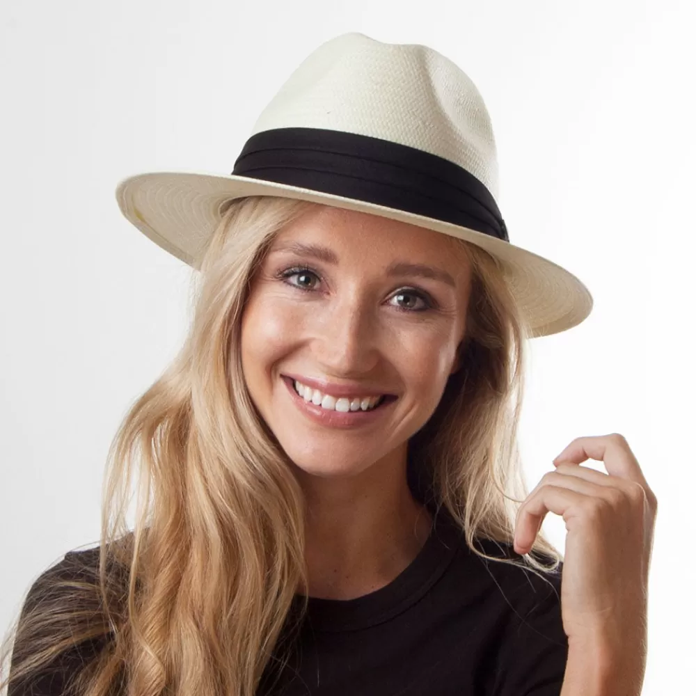 Chapeaux Trilby | Chapeaux Fedora^Jaxon & James Chapeau Fedora Safari en Paille Toyo ivoire avec Bandeau noir JAXON & JAMES