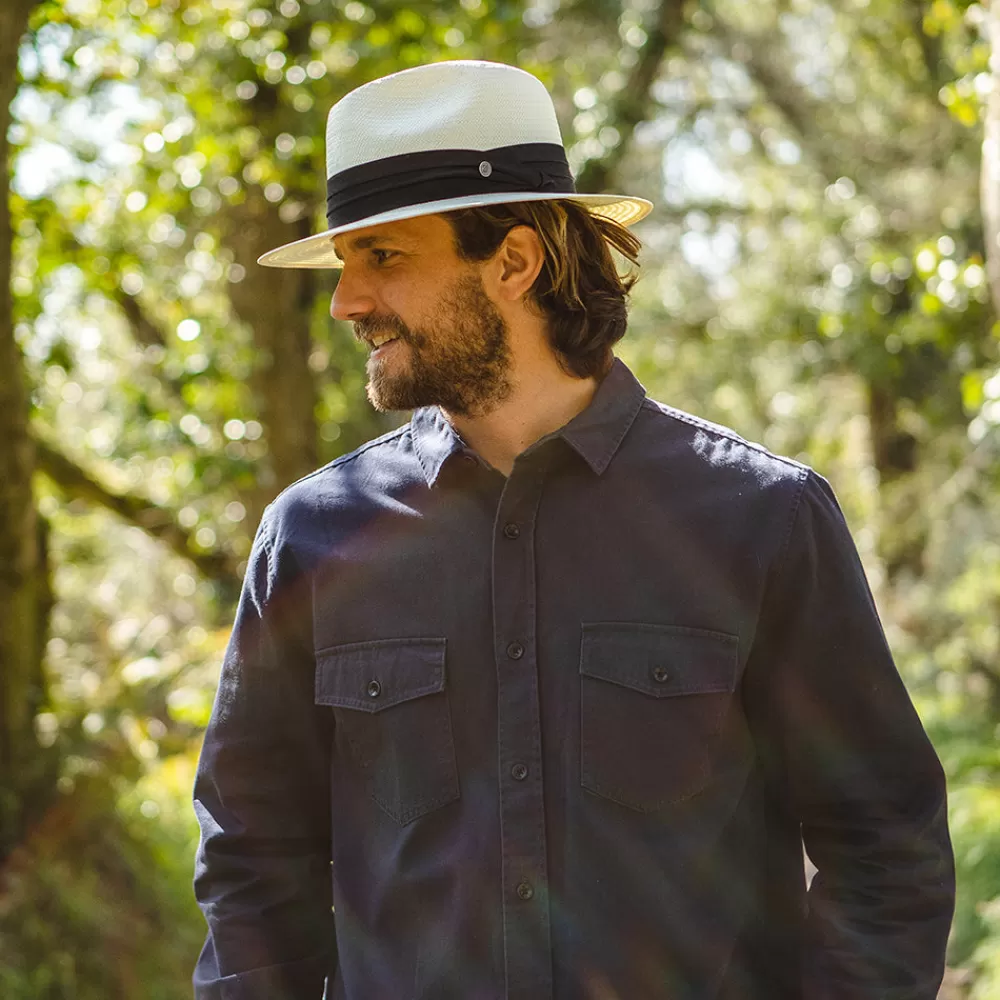 Chapeaux Trilby | Chapeaux Fedora^Jaxon & James Chapeau Fedora Safari en Paille Toyo ivoire avec Bandeau noir JAXON & JAMES