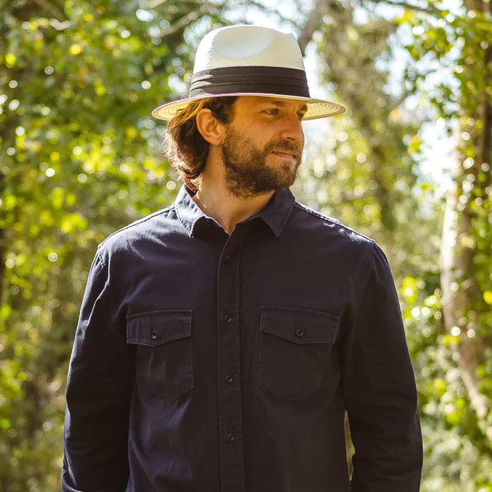 Chapeaux Trilby | Chapeaux Fedora^Jaxon & James Chapeau Fedora Safari en Paille Toyo ivoire avec Bandeau noir JAXON & JAMES