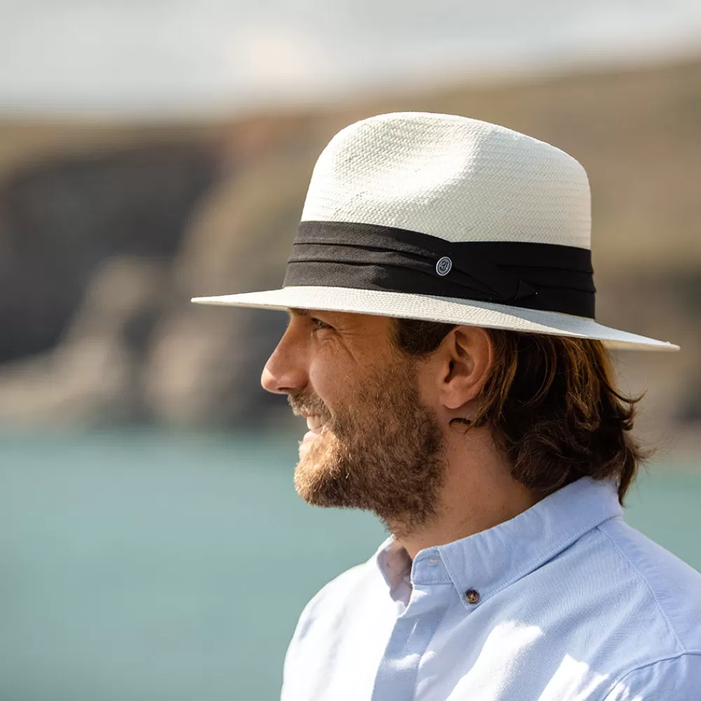 Chapeaux Trilby | Chapeaux Fedora^Jaxon & James Chapeau Fedora Safari en Paille Toyo ivoire avec Bandeau noir JAXON & JAMES