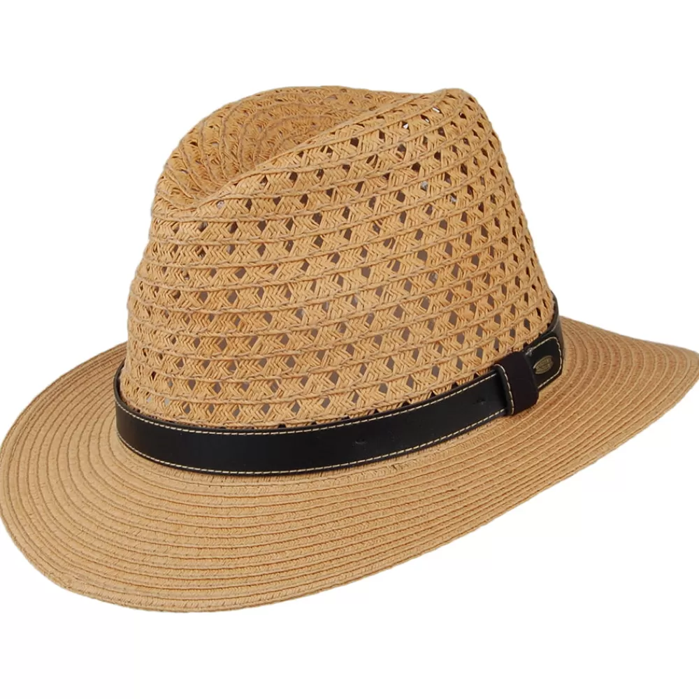 Chapeaux Trilby | Chapeaux Fedora^Scala Chapeau Fedora Safari en Papier Tressé thé