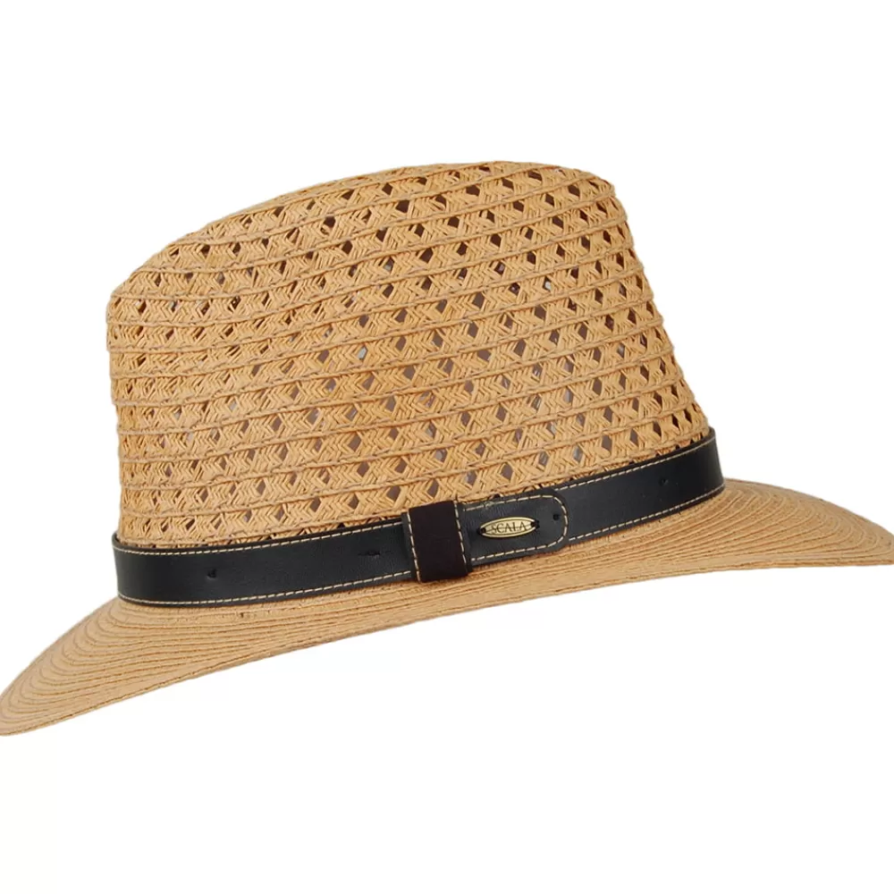 Chapeaux Trilby | Chapeaux Fedora^Scala Chapeau Fedora Safari en Papier Tressé thé