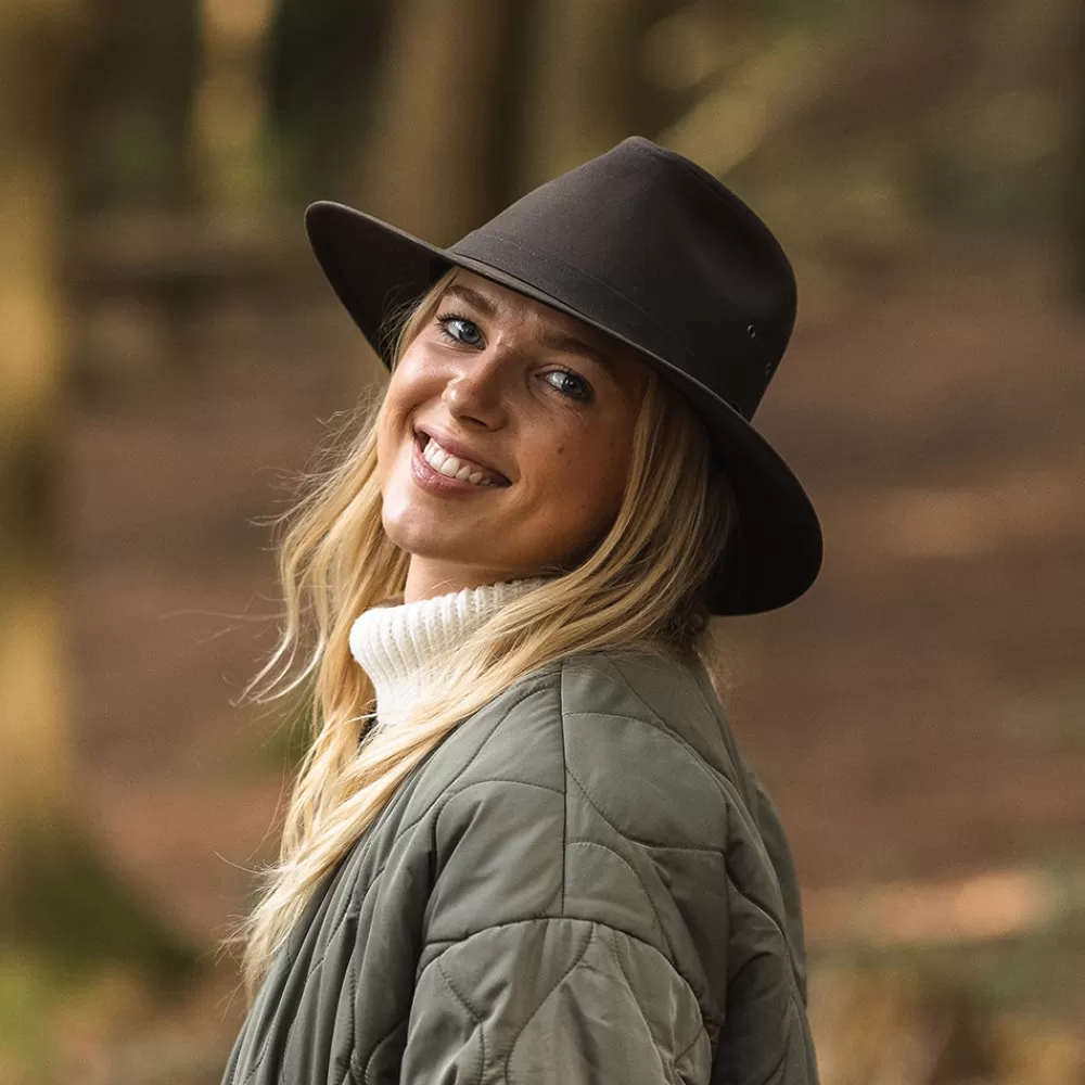 Chapeaux Trilby | Chapeaux Fedora^Jaxon & James Chapeau Fedora Safari en Toile Cirée olive JAXON & JAMES