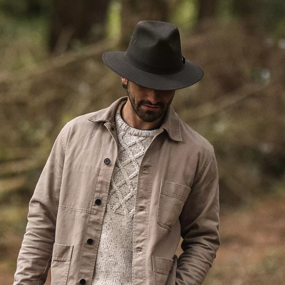 Chapeaux Trilby | Chapeaux Fedora^Jaxon & James Chapeau Fedora Safari en Toile Cirée olive JAXON & JAMES