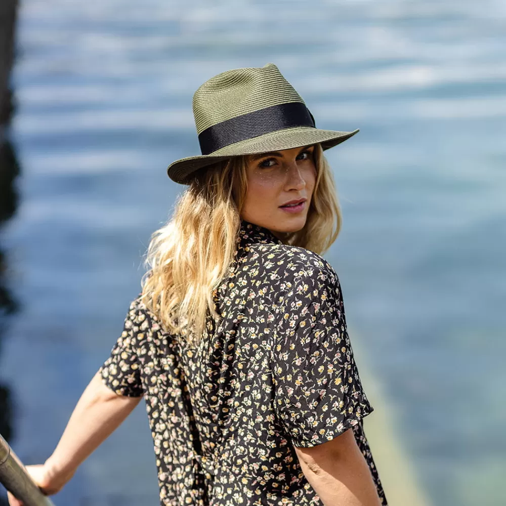 Chapeaux Trilby | Chapeaux Fedora^Jaxon & James Chapeau Fedora Été en Paille Summer C- Crown olive JAXON & JAMES