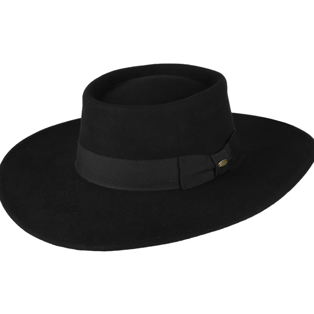 Chapeaux De Pluie | Chapeaux De Cowboy^Scala Chapeau Gaucho en Laine Feutrée Hydrofuge Hank noir