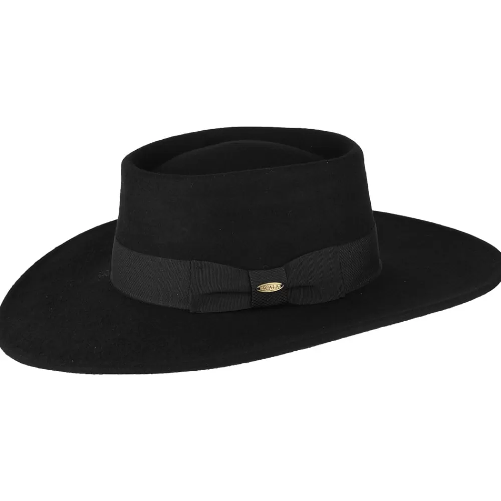 Chapeaux De Pluie | Chapeaux De Cowboy^Scala Chapeau Gaucho en Laine Feutrée Hydrofuge Hank noir
