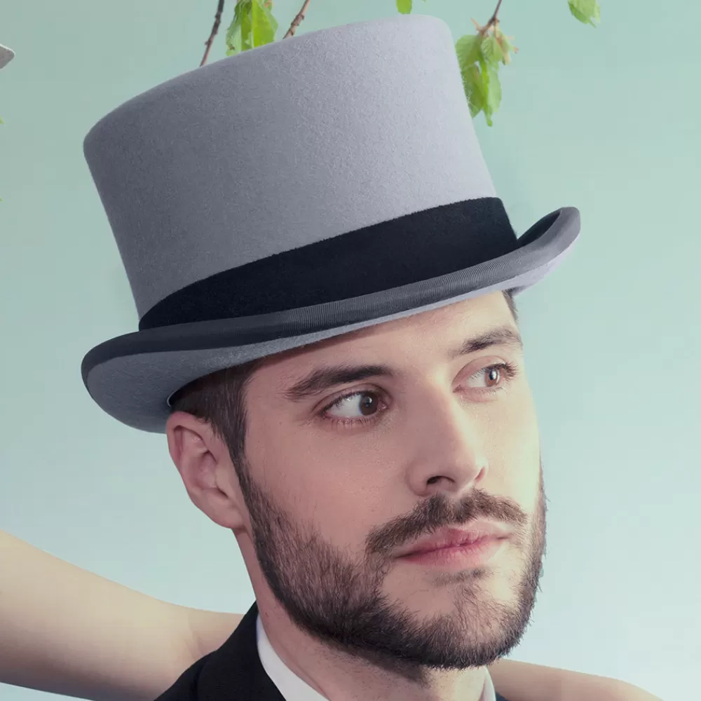 Hauts De Forme | Grandes Tailles^Christys Chapeau Haut de Forme en Fourrure Feutrée Ascot gris