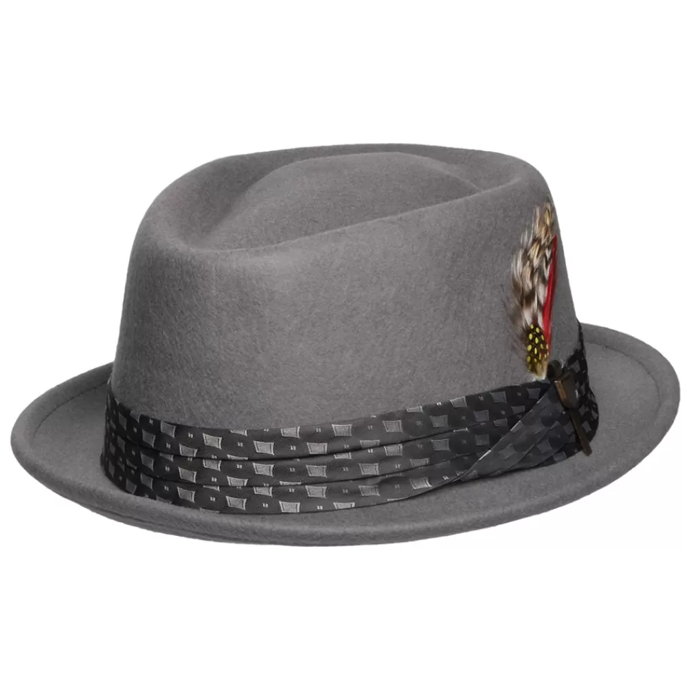Chapeaux Pork Pie | Chapeaux Homme^Brixton Chapeau Pork Pie en Laine Feutrée Stout gris clair