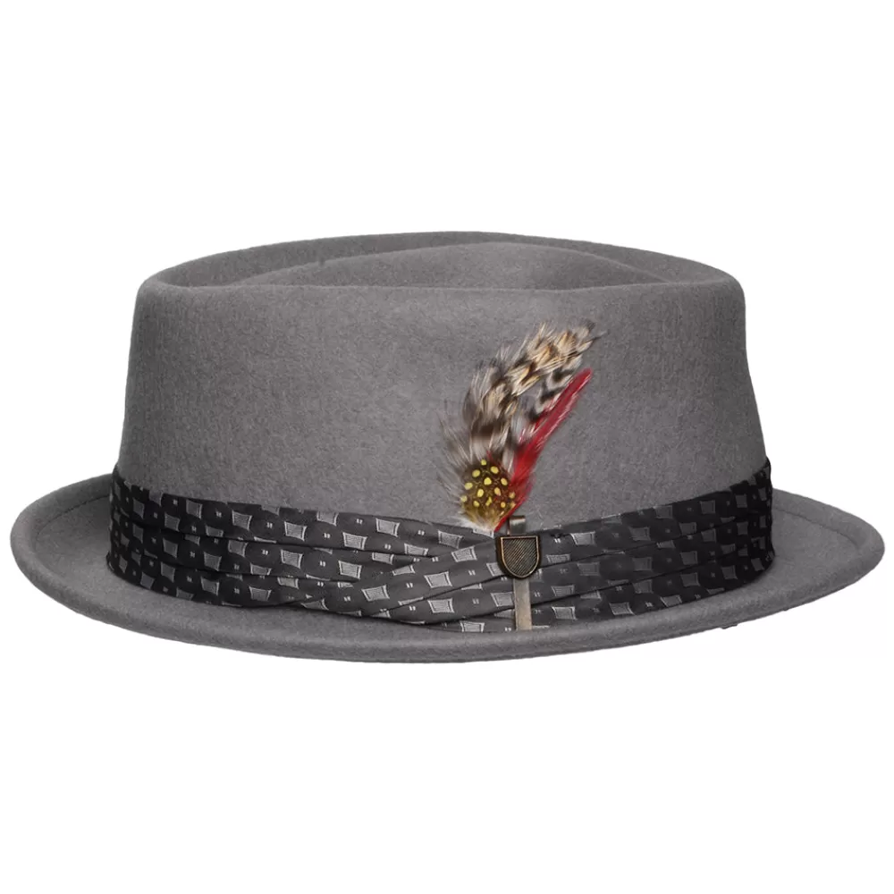 Chapeaux Pork Pie | Chapeaux Homme^Brixton Chapeau Pork Pie en Laine Feutrée Stout gris clair
