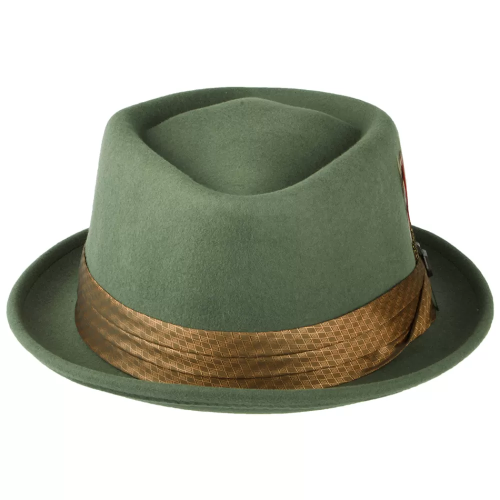 Grandes Tailles | Chapeaux Pork Pie^Brixton Chapeau Pork Pie en Laine Feutrée Stout mousse clair-café