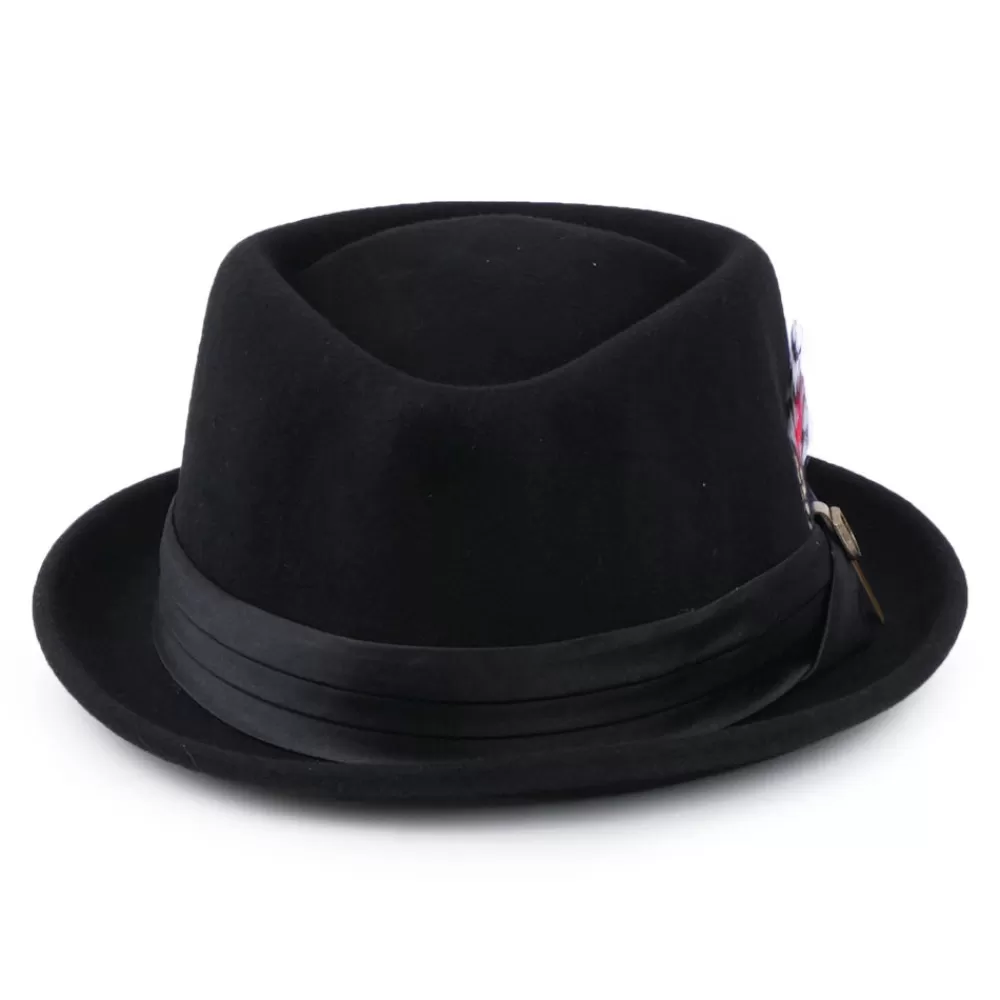 Grandes Tailles | Chapeaux Pork Pie^Brixton Chapeau Pork Pie en Laine Feutrée Stout noir