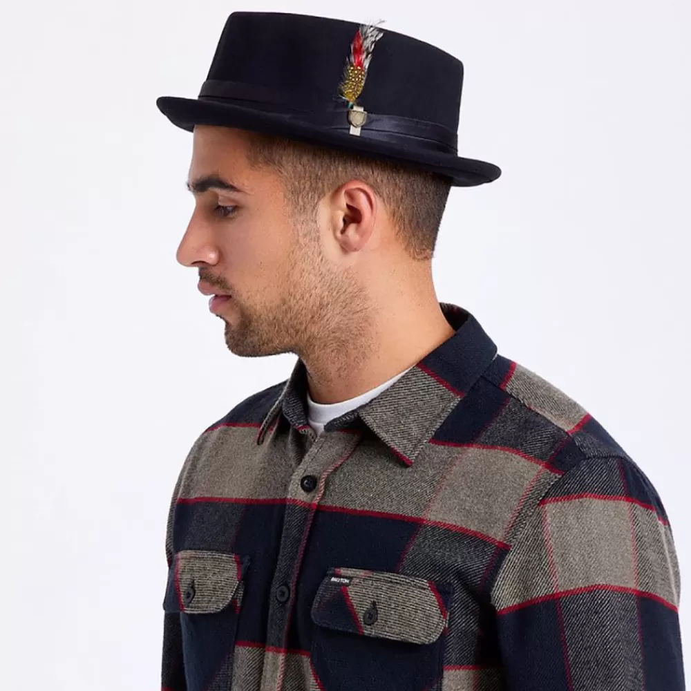 Grandes Tailles | Chapeaux Pork Pie^Brixton Chapeau Pork Pie en Laine Feutrée Stout noir