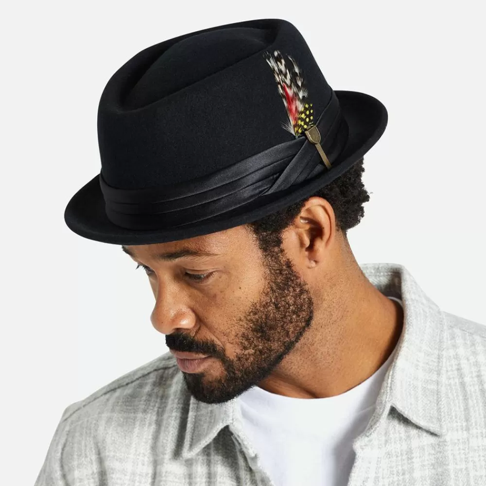 Grandes Tailles | Chapeaux Pork Pie^Brixton Chapeau Pork Pie en Laine Feutrée Stout noir