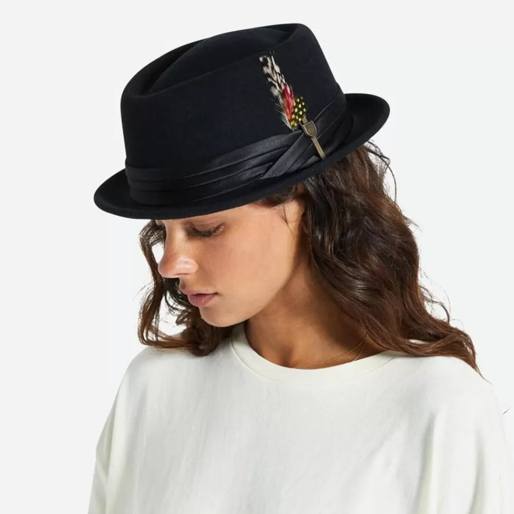 Grandes Tailles | Chapeaux Pork Pie^Brixton Chapeau Pork Pie en Laine Feutrée Stout noir