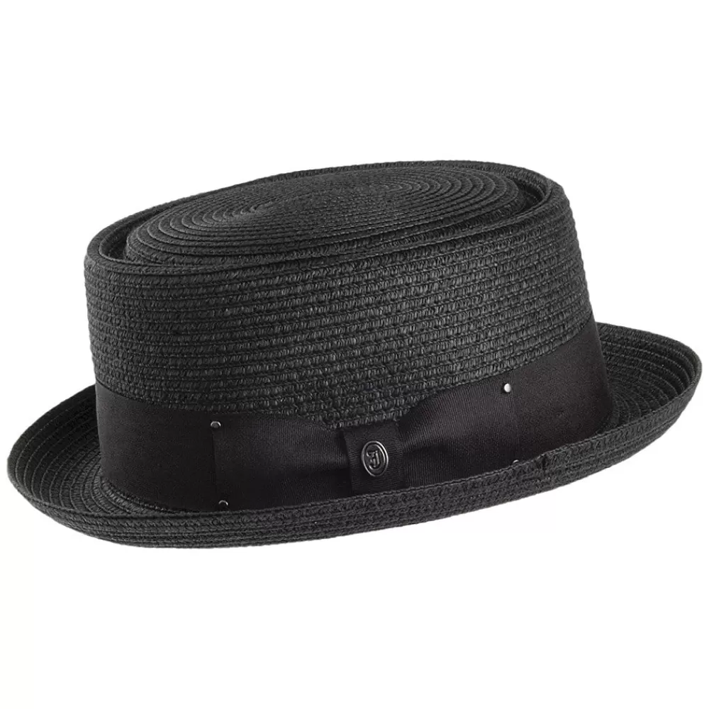 Chapeaux Pork Pie | Chapeaux De Paille^Jaxon & James Chapeau Pork Pie en Paille Toyo Tressée noir JAXON & JAMES
