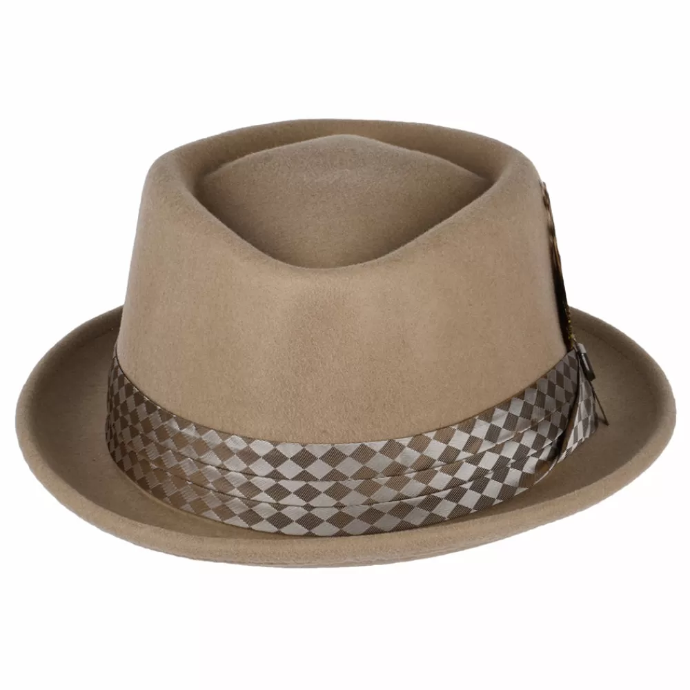 Grandes Tailles | Chapeaux Pork Pie^Brixton Chapeau Pork Pie Stout en Laine Feutrée sable