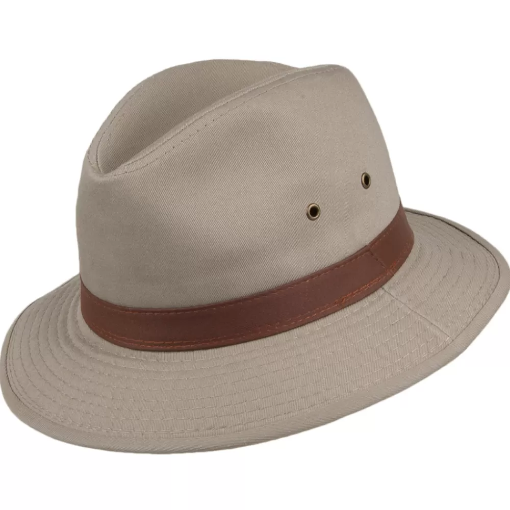 Chapeaux Trilby | Chapeaux Fedora^Dorfman Pacific Chapeau Safari en Coton Hydrofuge khaki