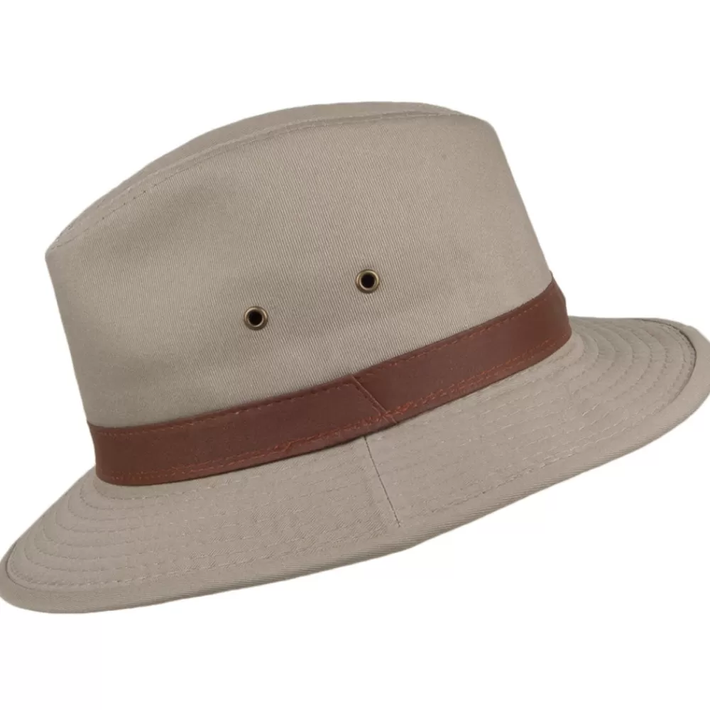 Chapeaux Trilby | Chapeaux Fedora^Dorfman Pacific Chapeau Safari en Coton Hydrofuge khaki