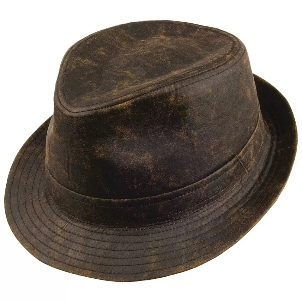 Chapeaux Trilby | Chapeaux Fedora^Jaxon & James Chapeau Trilby en Coton à Effet Usé marron JAXON & JAMES