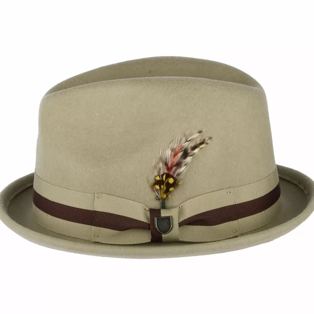 Chapeaux Trilby | Chapeaux Fedora^Brixton Chapeau Trilby en Laine Feutrée Bandeau à Rayures Gain sable-marron
