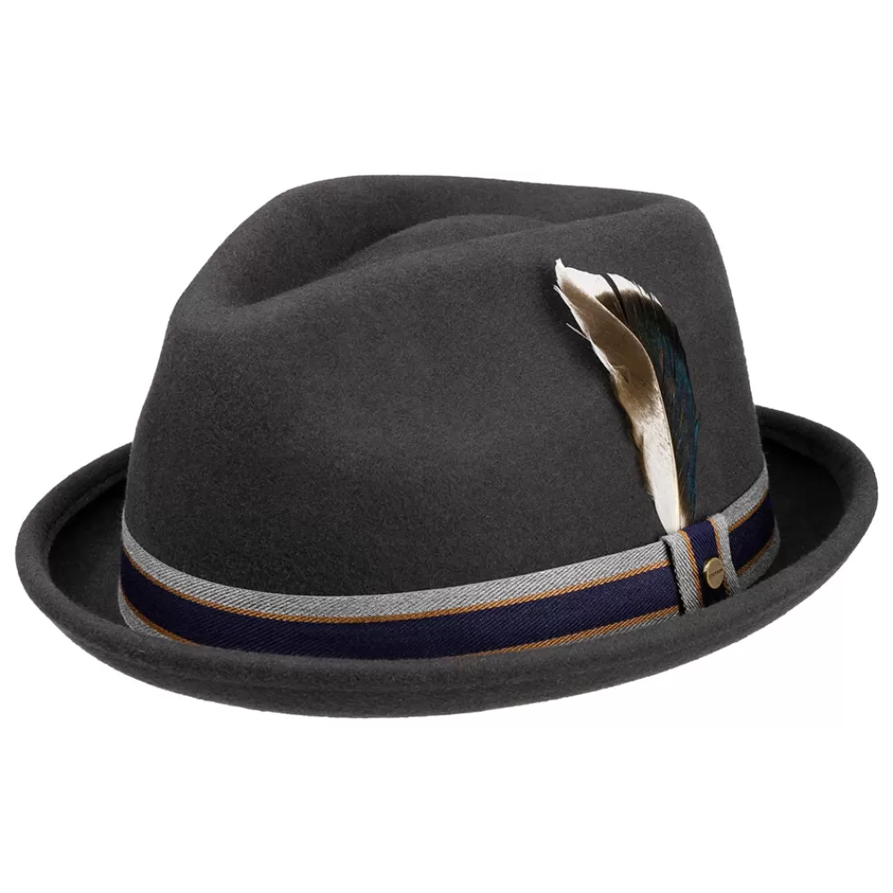 Chapeaux Trilby | Chapeaux Fedora^Stetson Chapeau Trilby en Laine Feutrée Déformable Hydrofuge Valcourt Player gris foncé