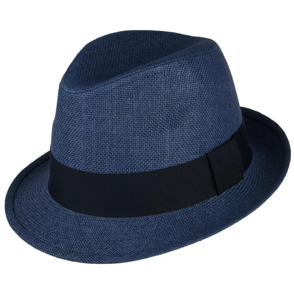 Chapeaux Trilby | Chapeaux Fedora^Failsworth Chapeau Trilby en Paille Toyo bleu marine