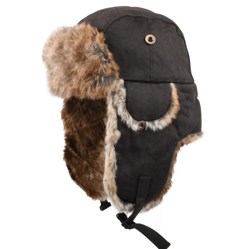 Chapeaux Hiver^Dorfman Pacific Chapka en Coton à Effet Usé marron