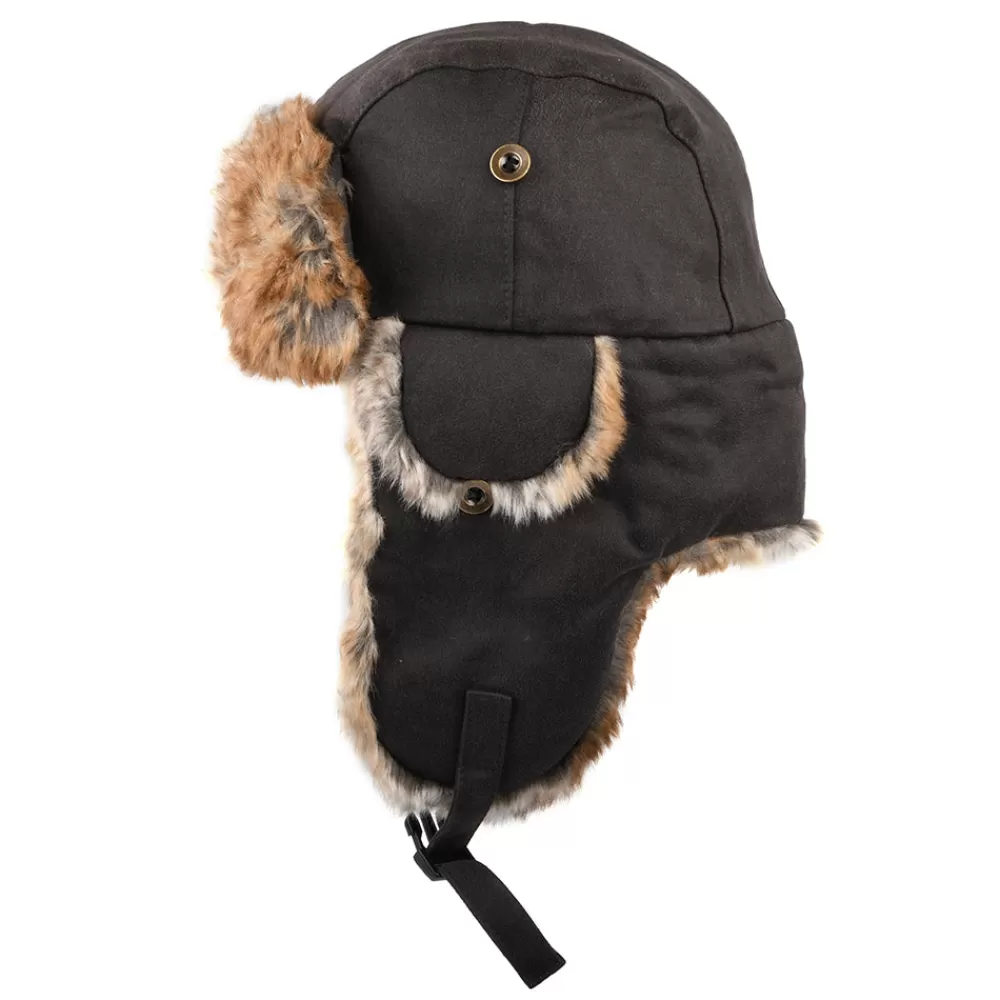 Chapeaux Hiver^Dorfman Pacific Chapka en Coton à Effet Usé marron