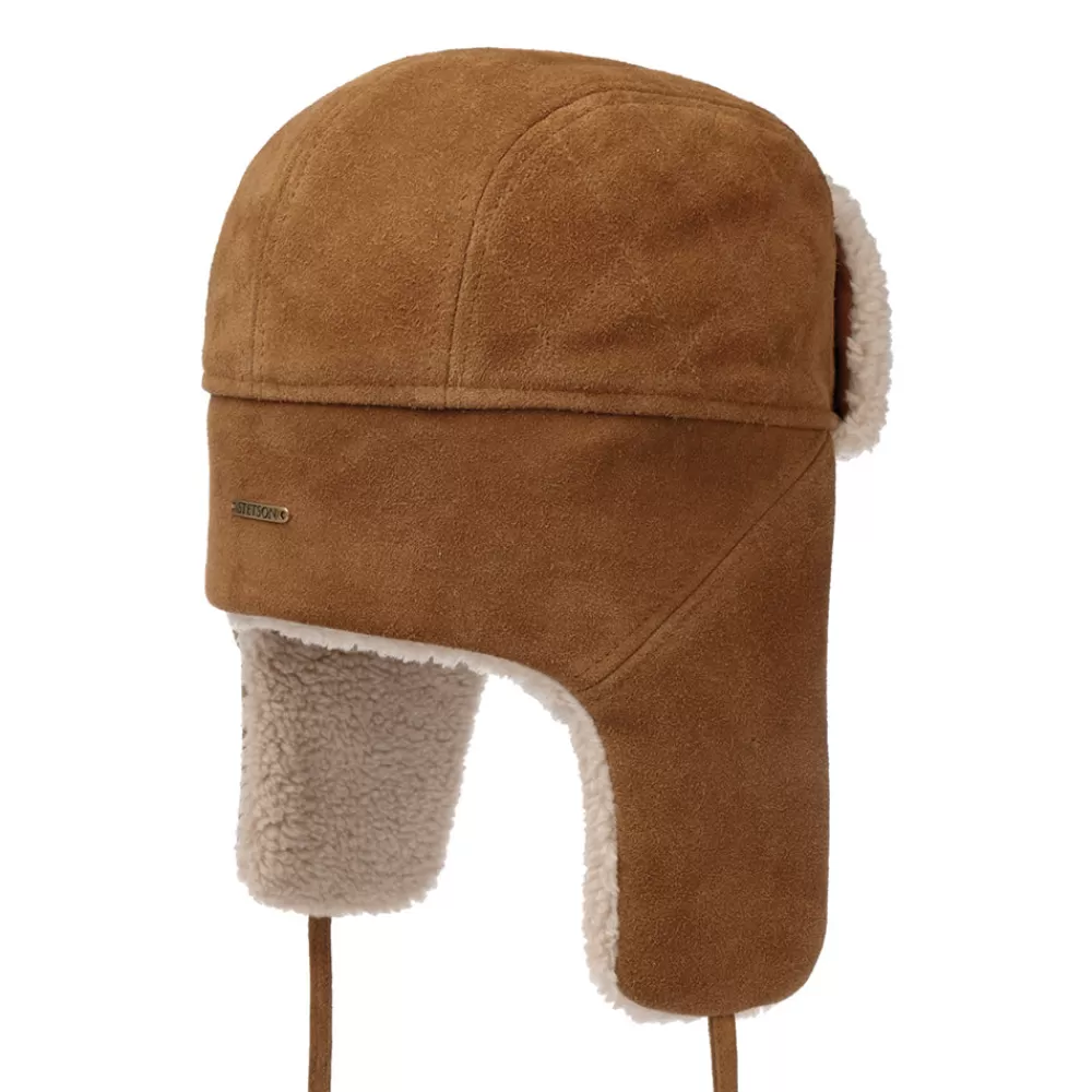 Chapeaux Hiver^Stetson Chapka en Cuir cognac
