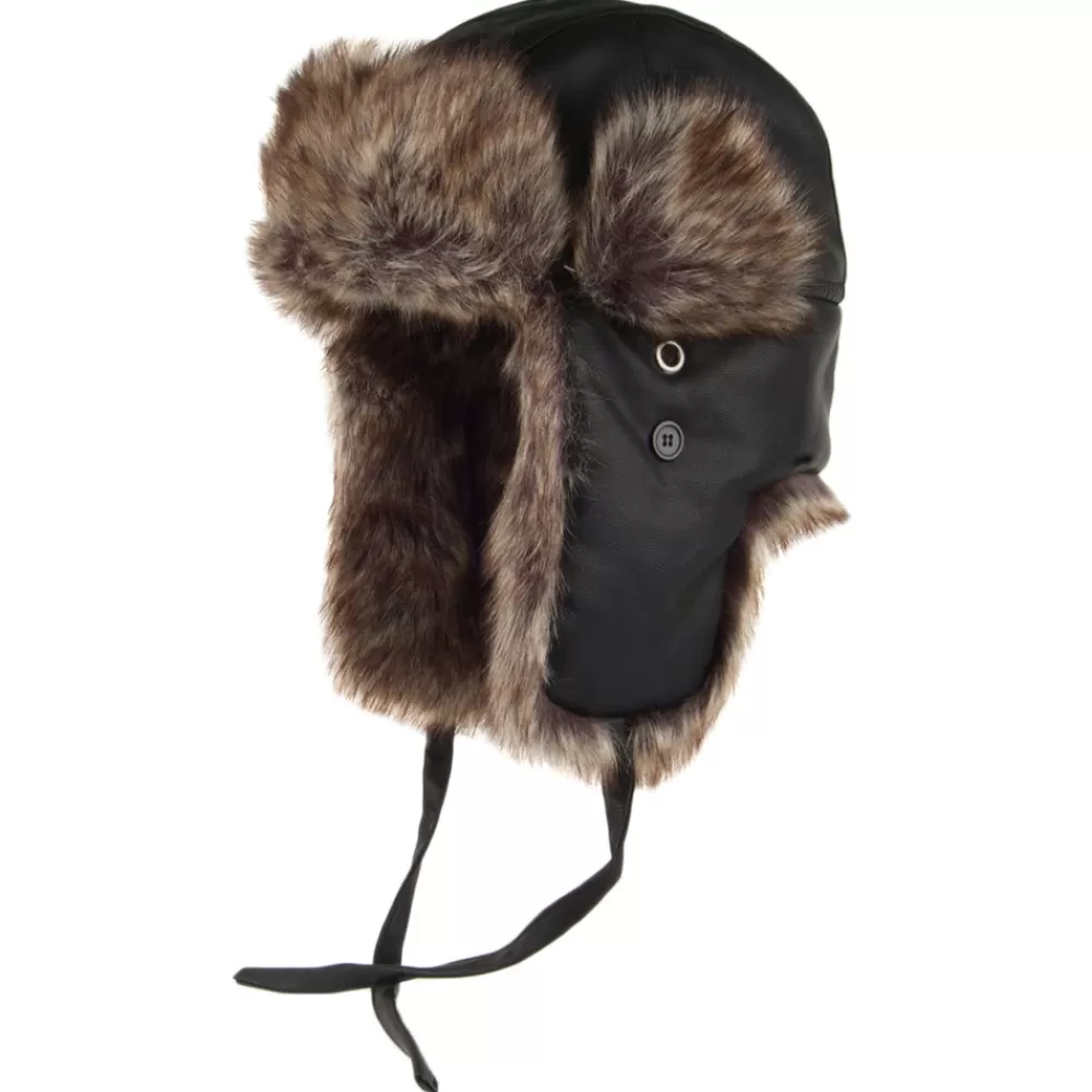 Fausse Fourrure | Chapeaux Hiver^Jaxon & James Chapka en Simili-Cuir Lavé noir JAXON & JAMES
