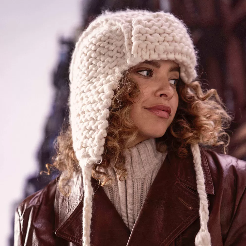 Chapeaux Hiver^Barts Chapka Tricotée Main Brubru crème